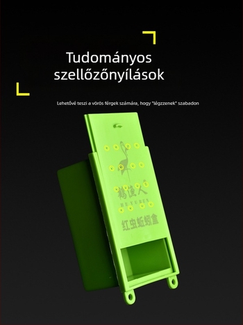 Hordozható földigiliszta csali doboz, műanyagból, nyakpánttal, OEM elérhető