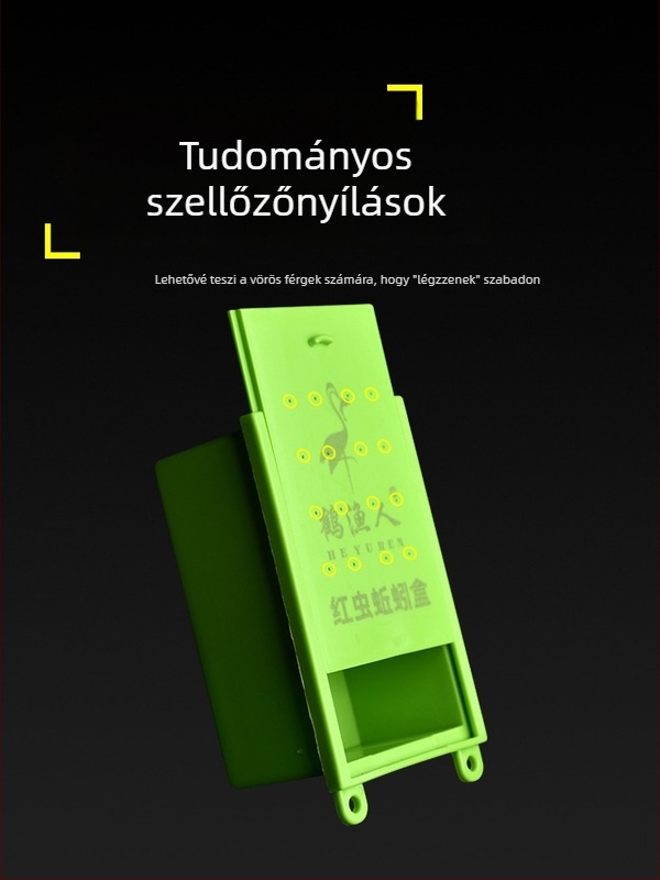 Hordozható földigiliszta csali doboz, műanyagból, nyakpánttal, OEM elérhető