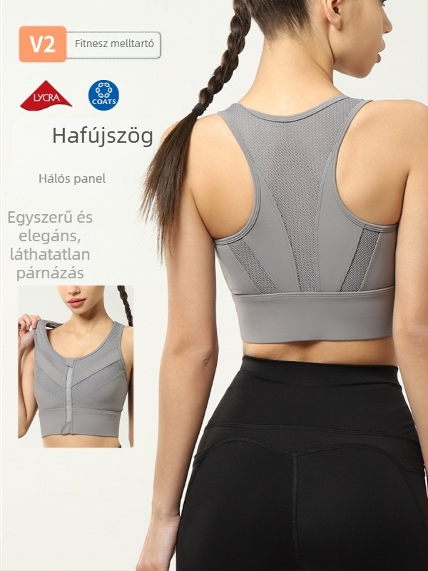 Formázott sportmelltartó, teljes kosár, egyszemélyes kialakítás, rögzített dupla vállpánt, Nylon/Spandex anyag, bélés Spandex, párnázott
