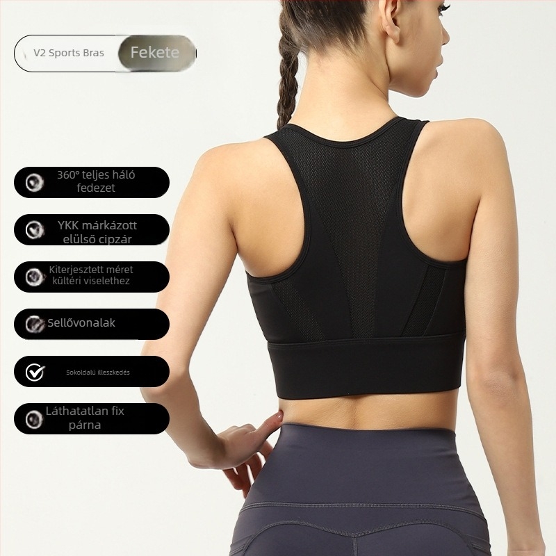 Formázott sportmelltartó, teljes kosár, egyszemélyes kialakítás, rögzített dupla vállpánt, Nylon/Spandex anyag, bélés Spandex, párnázott