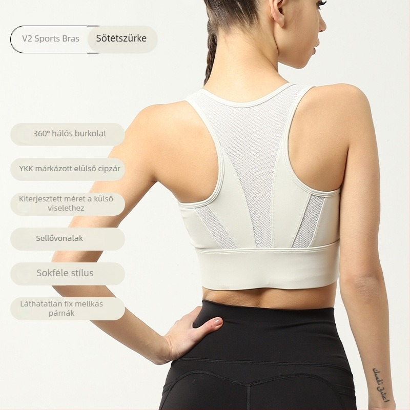 Formázott sportmelltartó, teljes kosár, egyszemélyes kialakítás, rögzített dupla vállpánt, Nylon/Spandex anyag, bélés Spandex, párnázott
