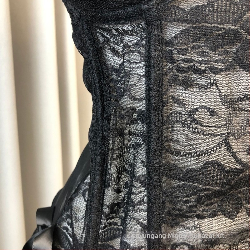 Csipkés áttetsző camisole szett merevítő párnákkal, hálós anyagú, szolgálói egyenruha