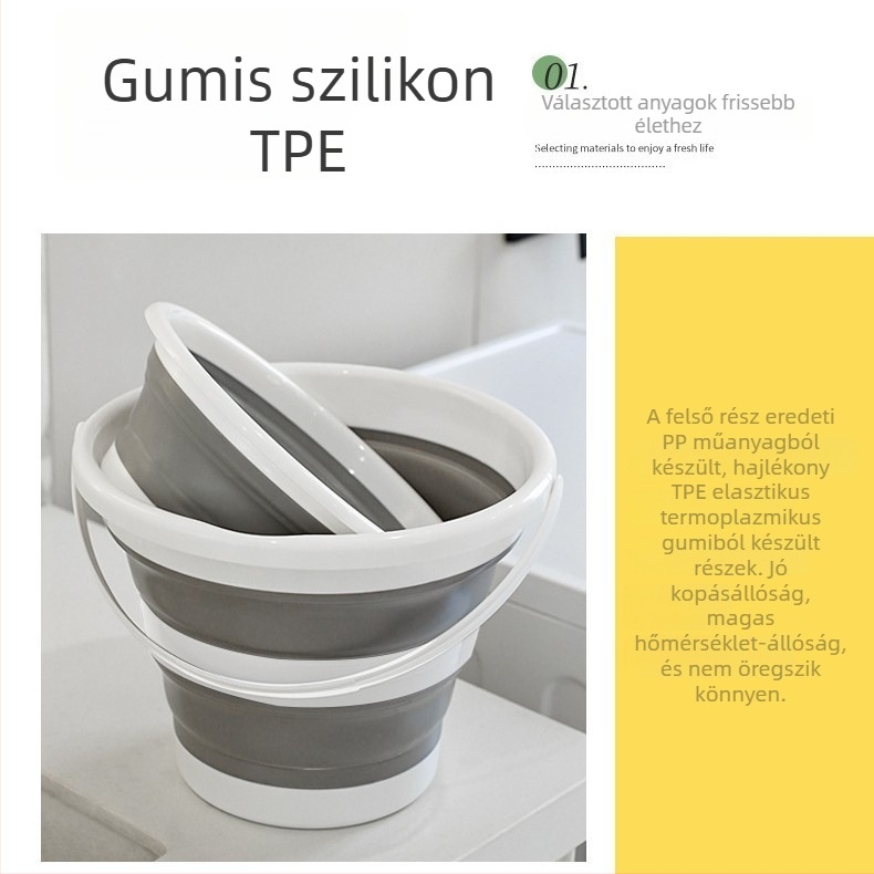 Összecsukható kemping mosdó- és vödrökészlet — PP+TPR anyag, 0,4 kg, 2024-es megjelenés, import nélkül