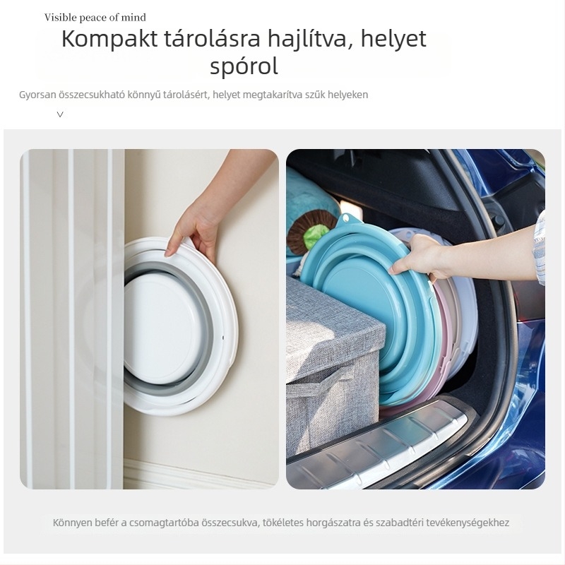 Összecsukható kemping mosdó- és vödrökészlet — PP+TPR anyag, 0,4 kg, 2024-es megjelenés, import nélkül