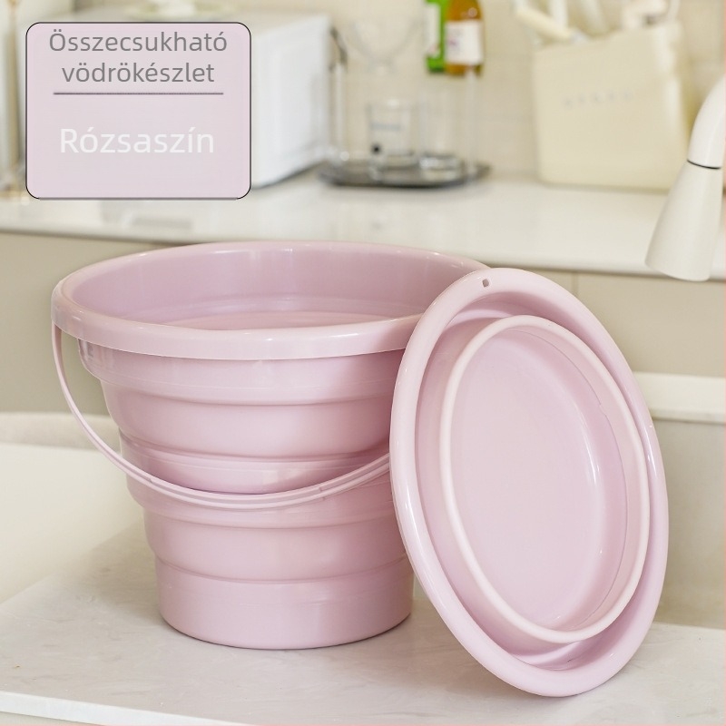 Összecsukható kemping mosdó- és vödrökészlet — PP+TPR anyag, 0,4 kg, 2024-es megjelenés, import nélkül