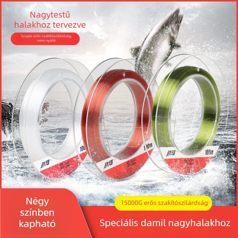 Nylon fő horgász zsinór nagyhalakhoz, nagy szakítószilárdság, 100–120 m