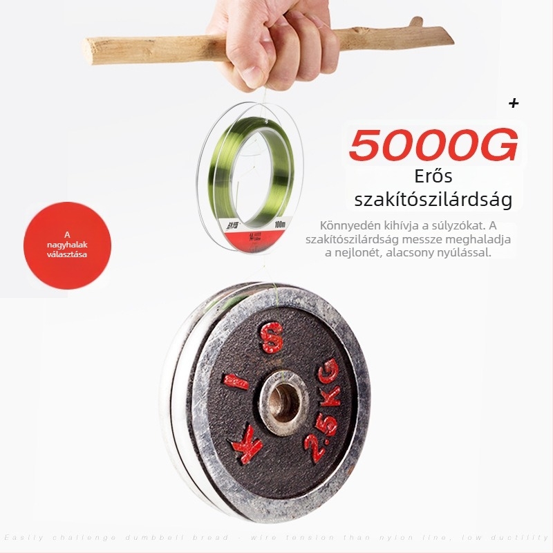Nylon fő horgász zsinór nagyhalakhoz, nagy szakítószilárdság, 100–120 m