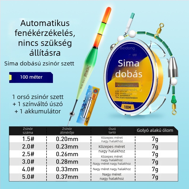 Teljes nylon horgász damil készlet előre kötött úszóval és használatra kész damillal hosszú dobásokhoz nagytestű halakhoz