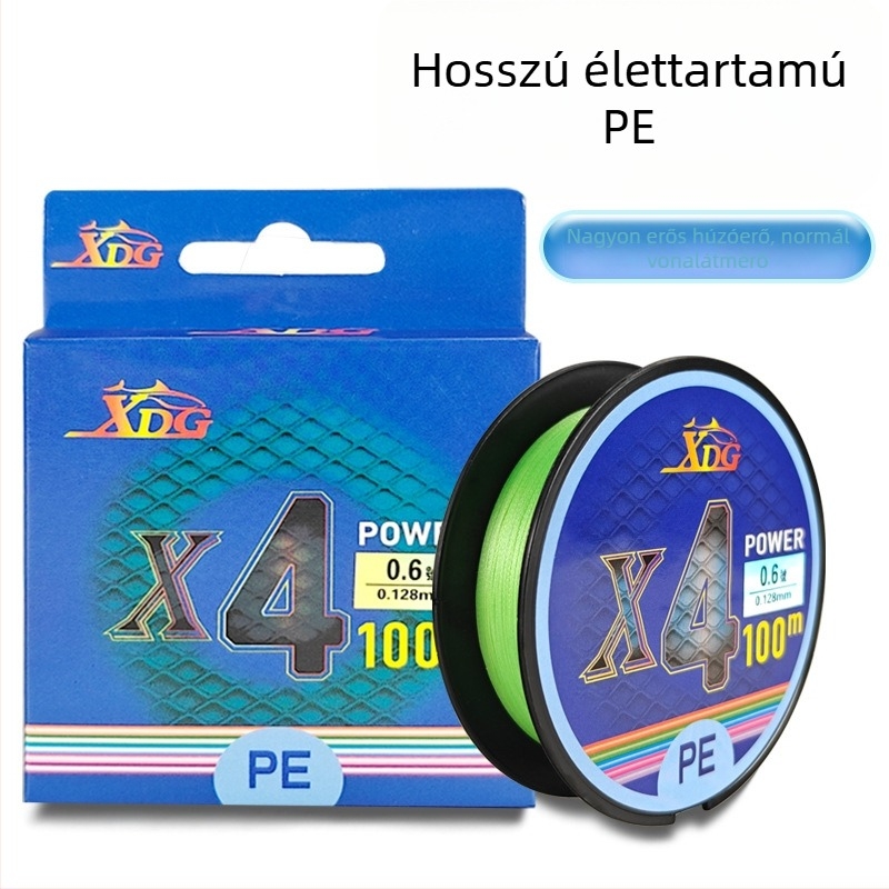 PE-anyagú fő zsinór, 8 szálas, tengeri és sziklához használt horgászathoz