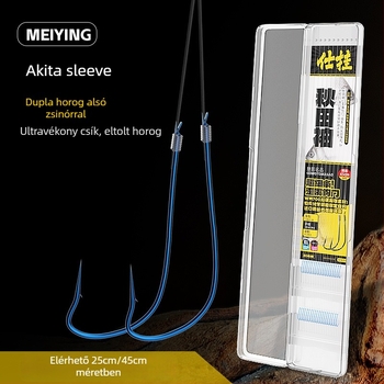 Akita sleeve line – kettős horog, előkötött vezető vad keszeghez fehér csíkokkal, 20 darab kész vezeték