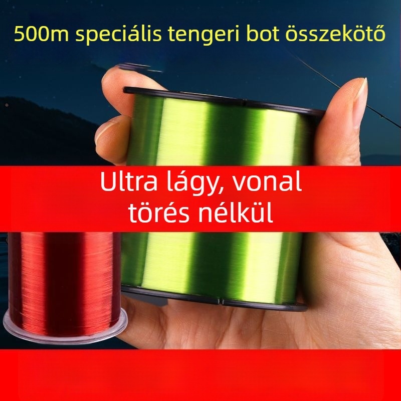 Nylon horgász zsinór, fő zsinór, 500 m hosszú, tengeri horgászathoz