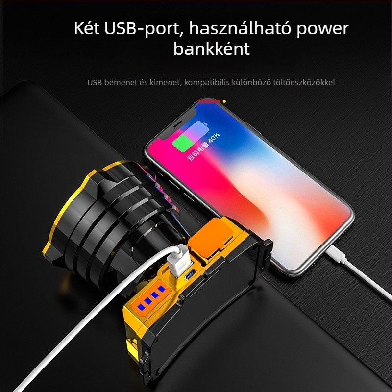 LED fejlámpa fejre (1500mAh újratölthető akkumulátor, Teljesítmény 30, 360° forgás, 200–500m hatótáv, kézi töltés)