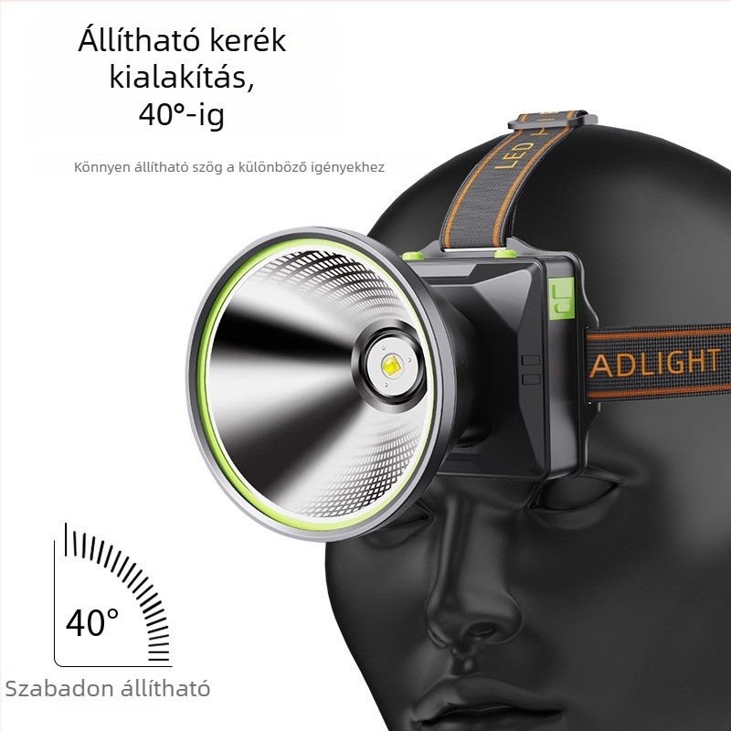 LED fejlámpa, újratölthető, alumíniumötvözet test, 18650 Li-ion akkumulátor, akár 500 m hatótávolság