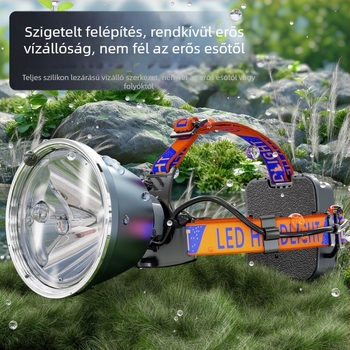 Fejlámpa LED, 20000 mAh akkumulátorral, LED fényforrás, hatótáv 100–200 m, teljesítmény 200