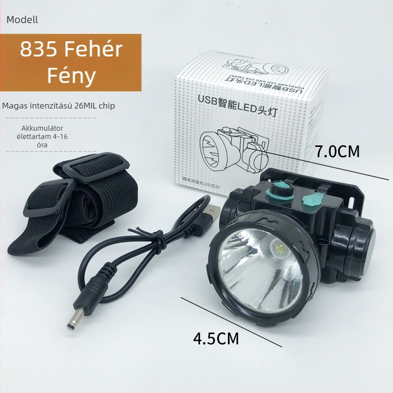 LED fejlámpa – újratölthető, 1W, 1200mAh, hatótáv 200–500 m