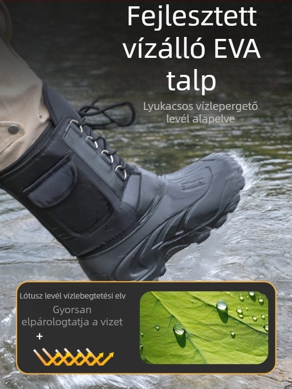 EVA horgászcipő, csúszásmentes és vízálló, jég- és havas körülményekhez (Anyag: EVA; Csúszásmentes; Vízálló; Jég- és havas körülményekhez)