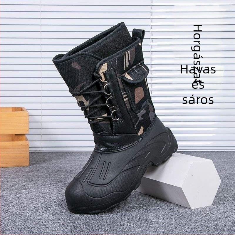 Férfiaknak vízálló esőcsizmák, magas szárú, PU felsőrész, EVA talp, melegen tartanak
