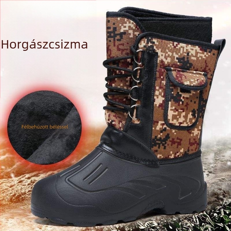 Férfiaknak vízálló esőcsizmák, magas szárú, PU felsőrész, EVA talp, melegen tartanak