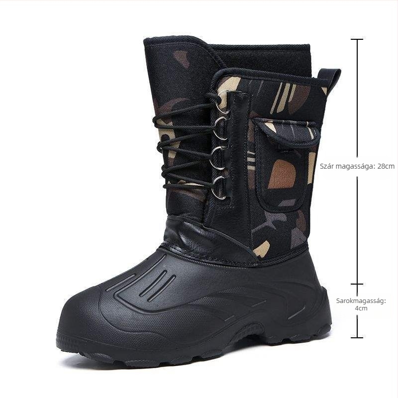 Férfiaknak vízálló esőcsizmák, magas szárú, PU felsőrész, EVA talp, melegen tartanak