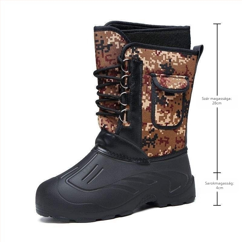 Férfiaknak vízálló esőcsizmák, magas szárú, PU felsőrész, EVA talp, melegen tartanak