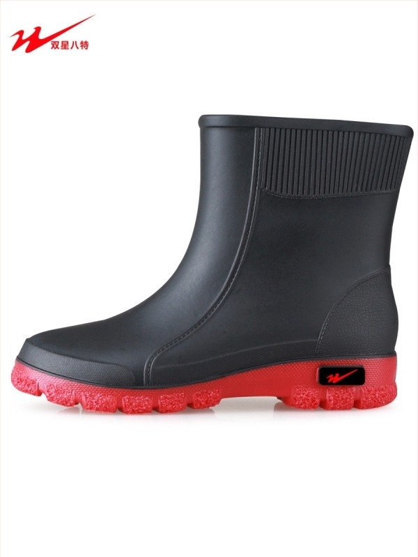 Férfi PVC esőcsizma, vízálló, csúszásmentes talppal, belső műszőrme bélés, alacsony cső, hétköznapi stílus