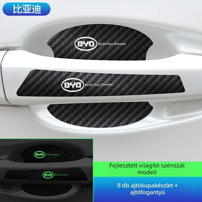 Ajtócsésze fogantyú matricája szénszálas bőrből, autólogó stílussal, ragasztó telepítés, Keith