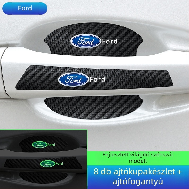 Ajtócsésze fogantyú matricája szénszálas bőrből, autólogó stílussal, ragasztó telepítés, Keith