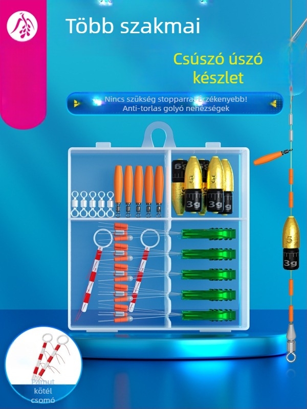 Little Impatiens teljes horgász felszerelés készlet csúszó úszóval és térközi gyöngyökkel a hosszú dobásokhoz