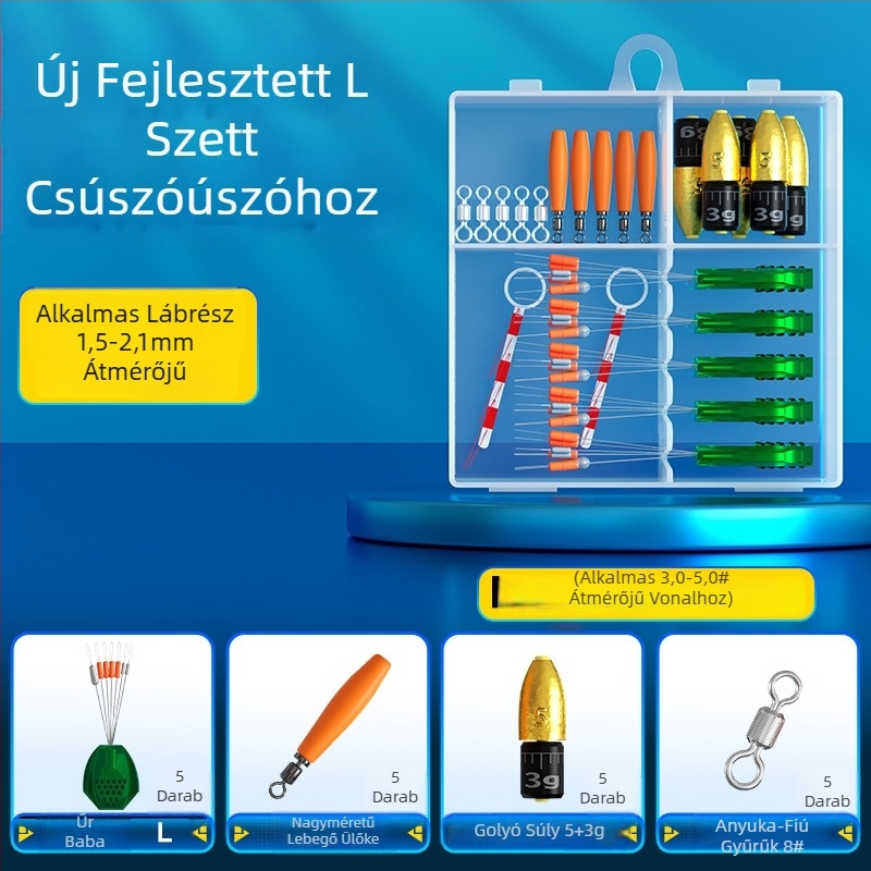 Little Impatiens teljes horgász felszerelés készlet csúszó úszóval és térközi gyöngyökkel a hosszú dobásokhoz