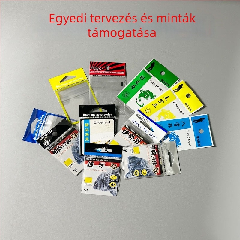 Önzáró műanyag csomagoló tasak horgászfelszereléshez és kis kiegészítőkhöz, gravírozott logó nyomtatás, 100% tiszta anyag, belső csomagolás, eredet Zhejiang, Jinhua