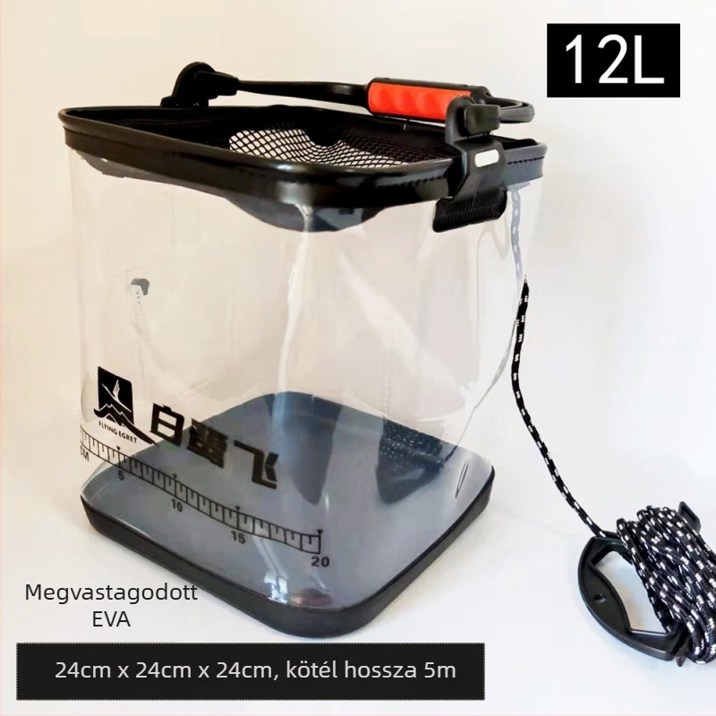 Összecsukható horgászvödör légáteresztő nyílásokkal, hordozható műanyag élőhalas vödör a Egret Fly-től