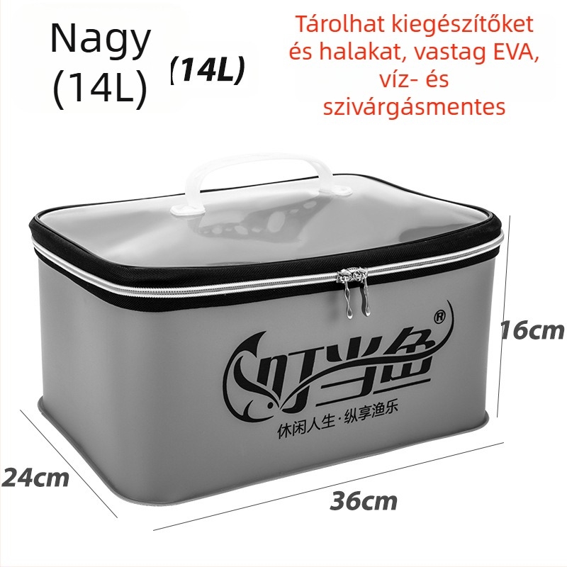 Jingle fish: Többfunkciós horgász kellékek tároló doboza, hordozható – hely a csalikhoz és horgokhoz