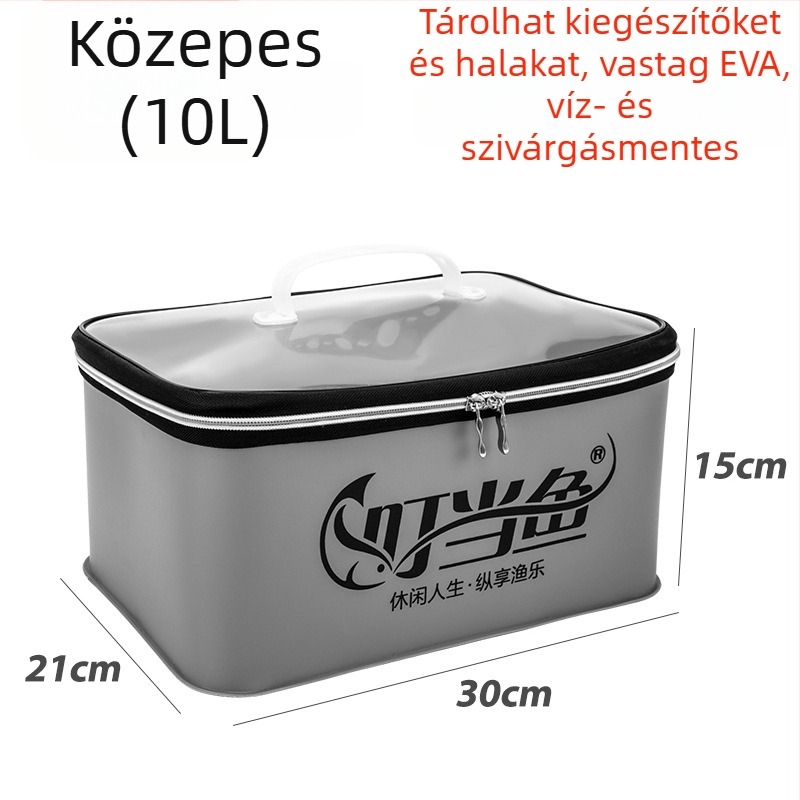 Jingle fish: Többfunkciós horgász kellékek tároló doboza, hordozható – hely a csalikhoz és horgokhoz