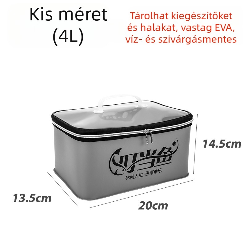 Jingle fish: Többfunkciós horgász kellékek tároló doboza, hordozható – hely a csalikhoz és horgokhoz