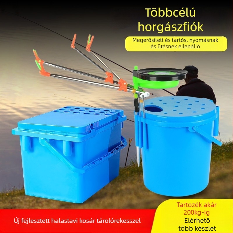 Ülő horgászláda integrált élőhalas vödörrel, monolitikus kemény héj, 80+ kapacitás
