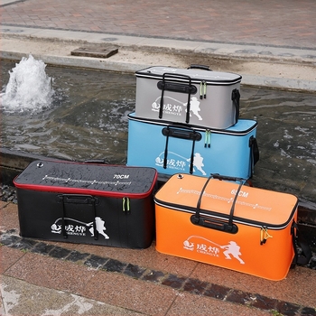 Összecsukható EVA halászvödör vastagított kivitelben, 45–80 L kapacitás, élő halak szállítására