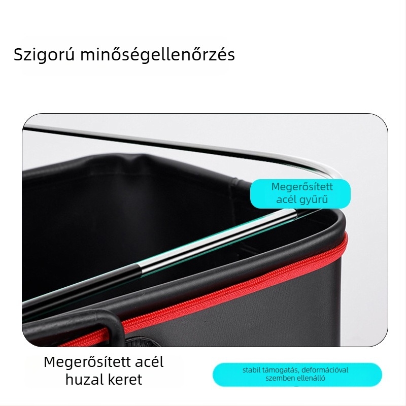 Összecsukható EVA halászvödör vastagított kivitelben, 45–80 L kapacitás, élő halak szállítására