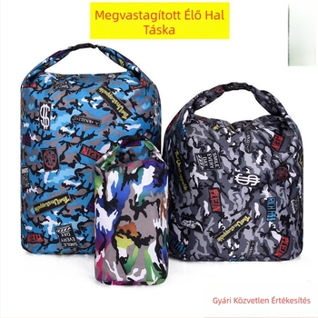 Vastagított összecsukható élőhalas táska, hordozható, vízálló és szagtalanító hatású, Oxford vászonból