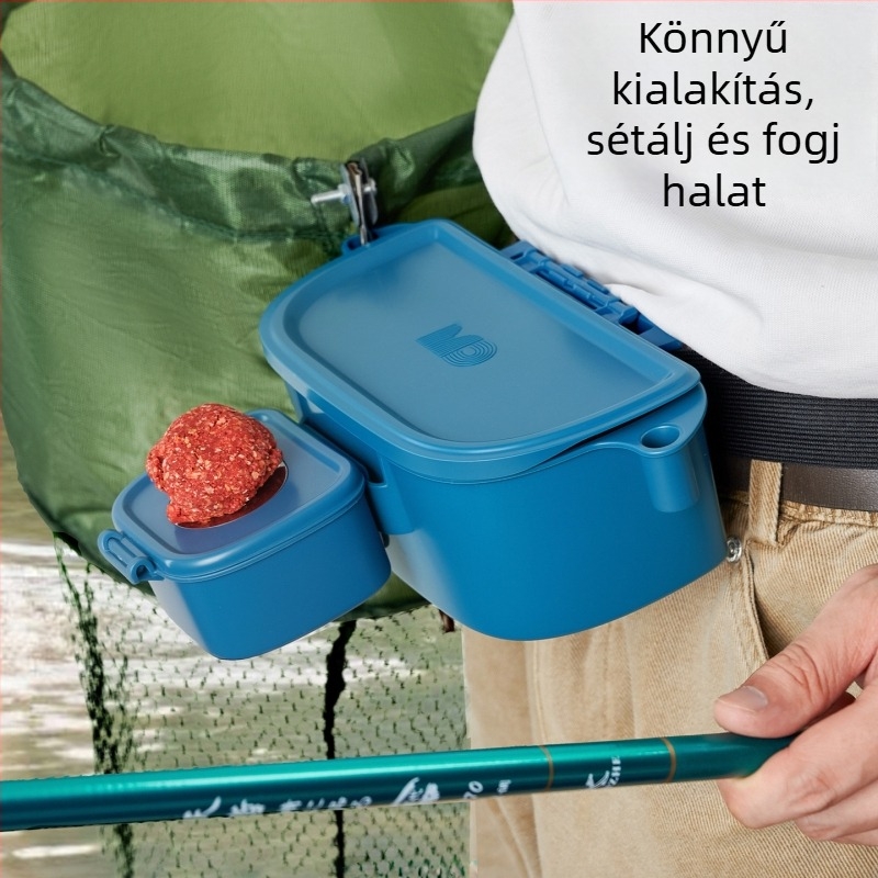 Folyómenti horgászkészlet övtáskával, csali dobozzal és csali tálcával gyors sodrású folyókhoz