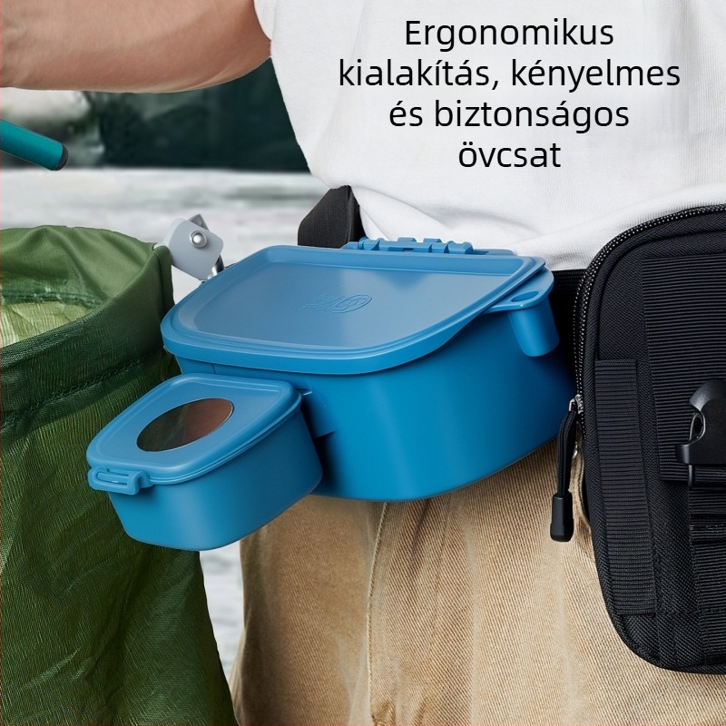 Folyómenti horgászkészlet övtáskával, csali dobozzal és csali tálcával gyors sodrású folyókhoz