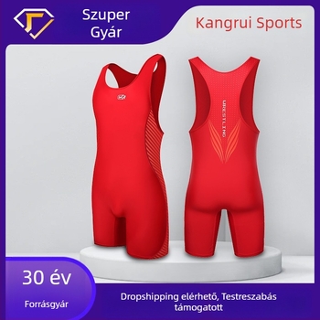 Conrad birkózó overál, uniszex edzőruha, 95% spandex, magas elasztikusság, piros-kék