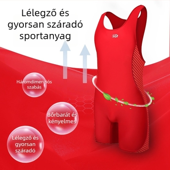 Conrad birkózó overál, uniszex edzőruha, 95% spandex, magas elasztikusság, piros-kék