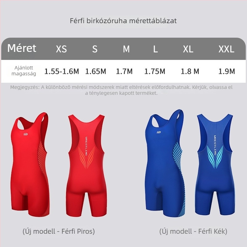 Conrad birkózó overál, uniszex edzőruha, 95% spandex, magas elasztikusság, piros-kék