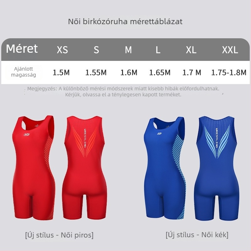 Conrad birkózó overál, uniszex edzőruha, 95% spandex, magas elasztikusság, piros-kék