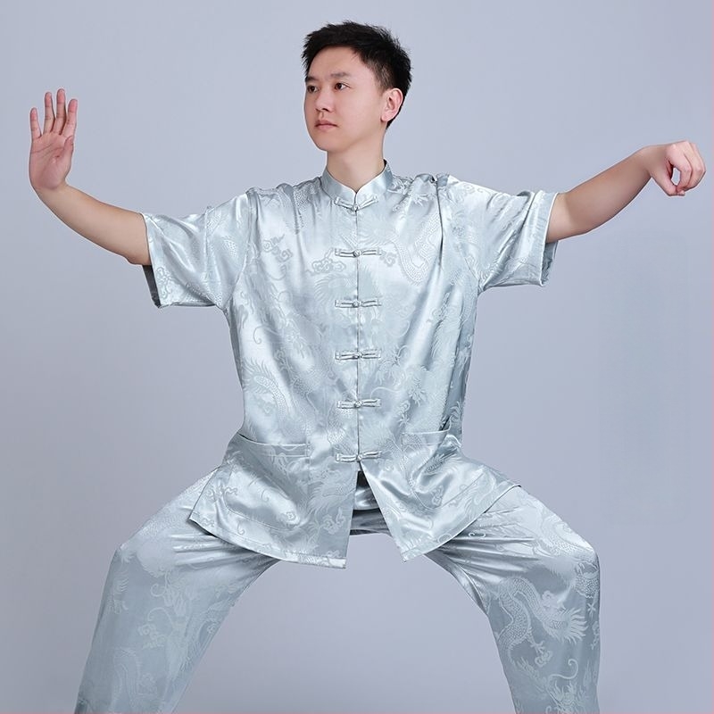 Tai Chi gyakorló ruha corduroy anyagból len tartalommal, férfiaknak, tavasz-nyár