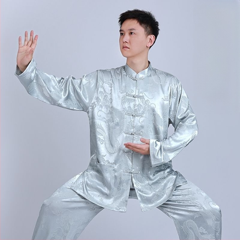 Tai Chi gyakorló ruha corduroy anyagból len tartalommal, férfiaknak, tavasz-nyár