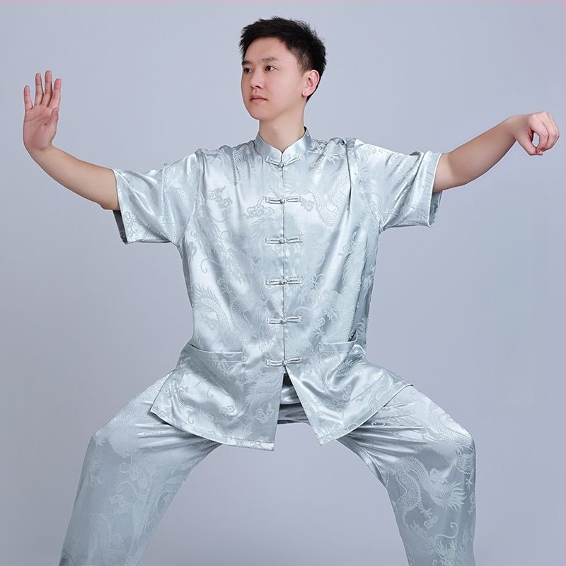 Tai Chi gyakorló ruha corduroy anyagból len tartalommal, férfiaknak, tavasz-nyár