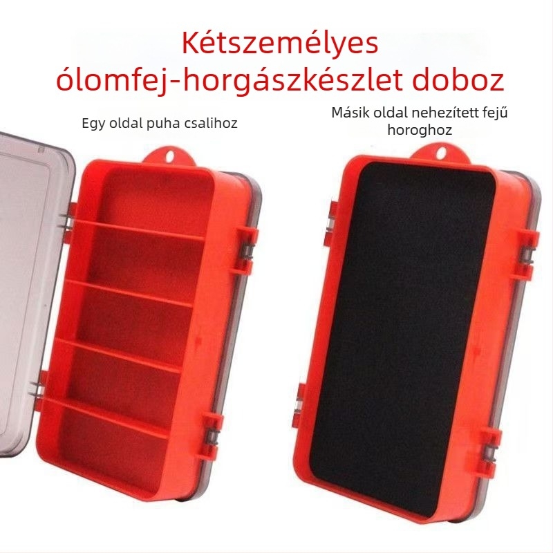Kétszintes, kétoldalas horgászfelszerelés-tároló doboz – hordozható ABS anyagból, puha csalikkal и horgokkal tárolható