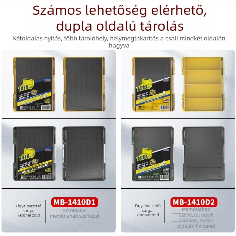 Kétszintes, kétoldalas horgászfelszerelés-tároló doboz – hordozható ABS anyagból, puha csalikkal и horgokkal tárolható