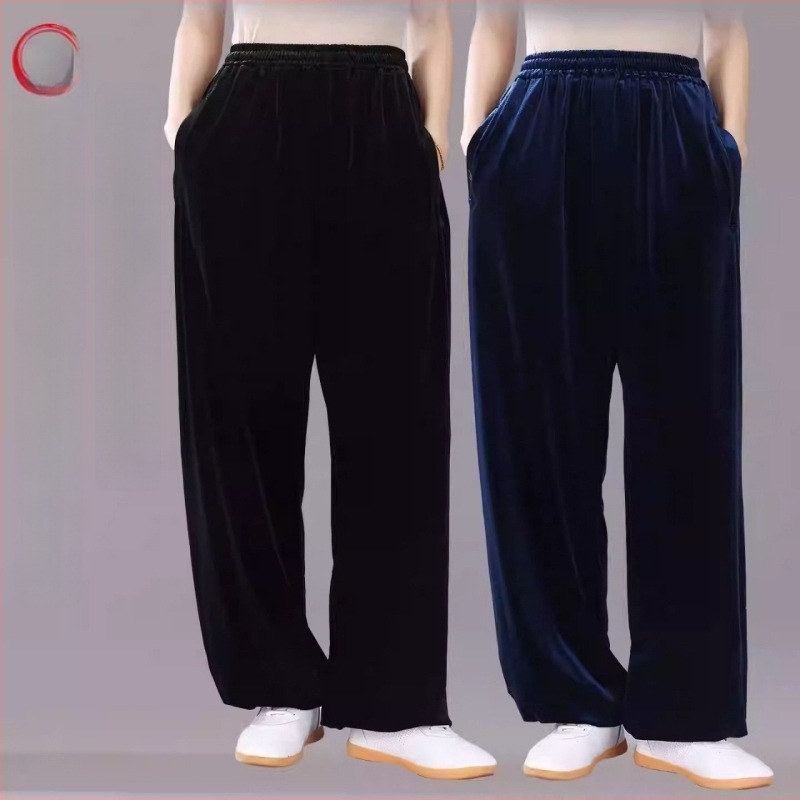 Tai Chi nadrág arany velúrral, őszi-téli, nyolcrészes brokát lámpás fazonú nadrág, harcművészeti edzésnadrág, reggeli Tai Chi nadrág